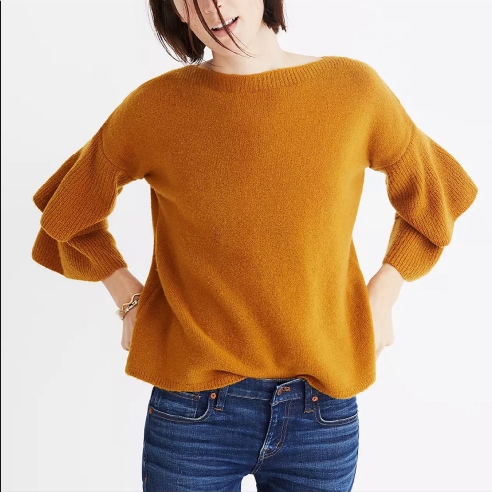 Madewell Tier Sleeve Pullover Sweater in Coziest Yarn